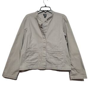 Eileen Fisher Gray Stand Collar Jacket Size Medium Minimalist Layering